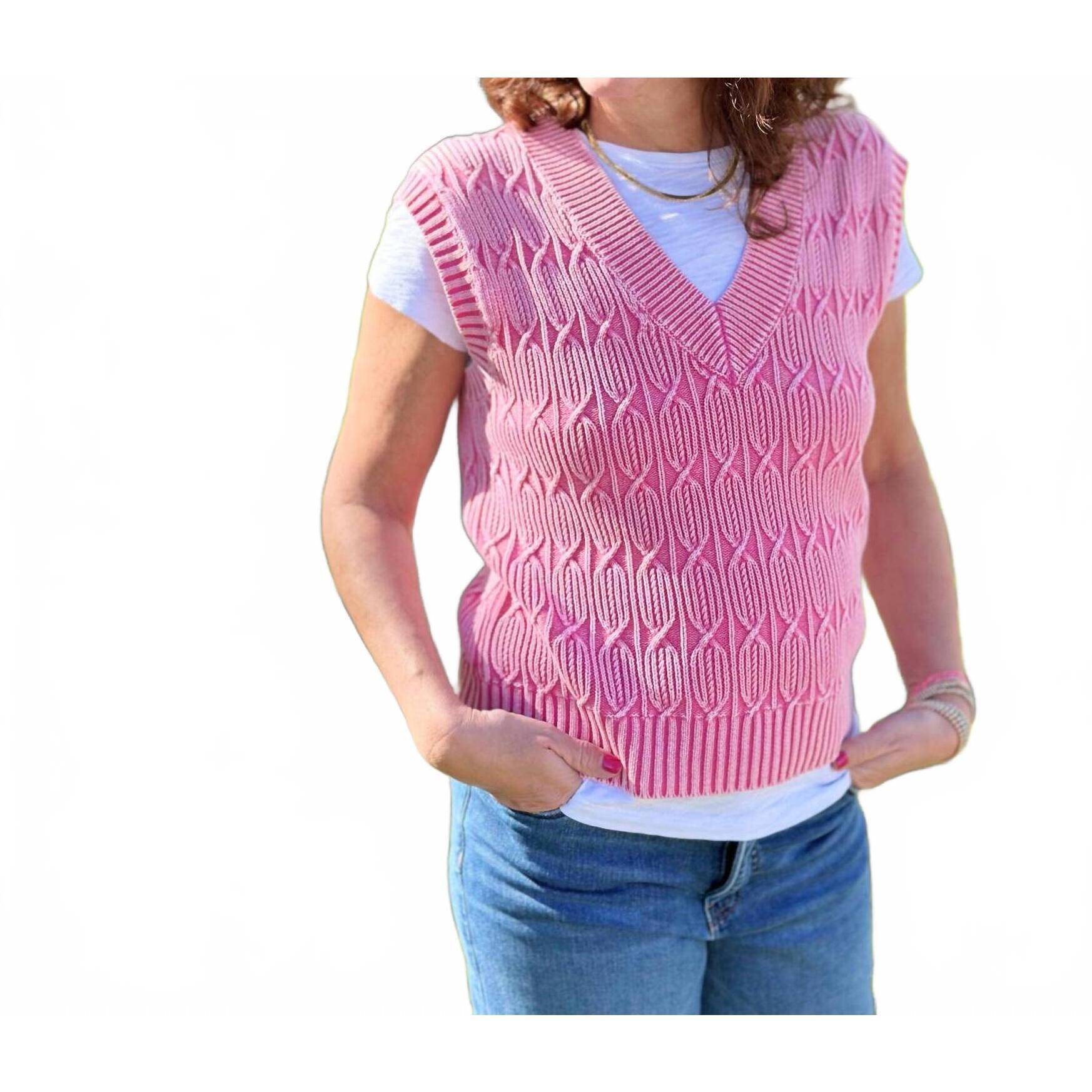 New J. Society Acid Washed Vest In Bubble Gum